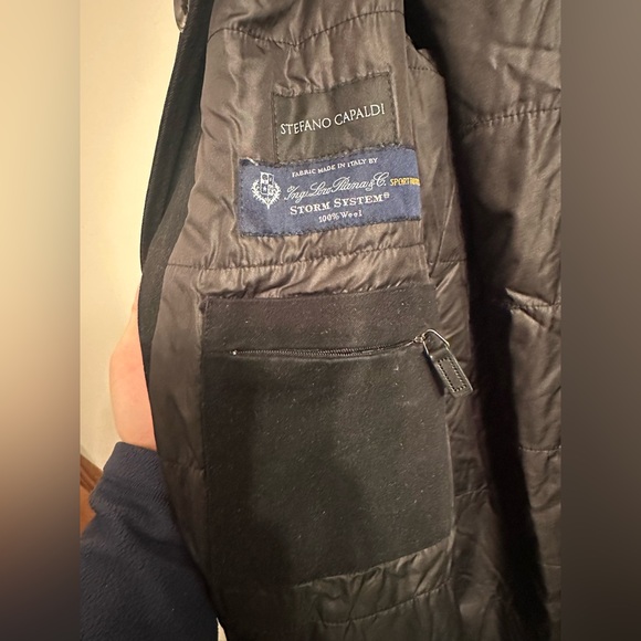 Stefano Capaldi Loro Piana Storm System Wool Coat Black Car Coat Italy Size 14 - Picture 9 of 12